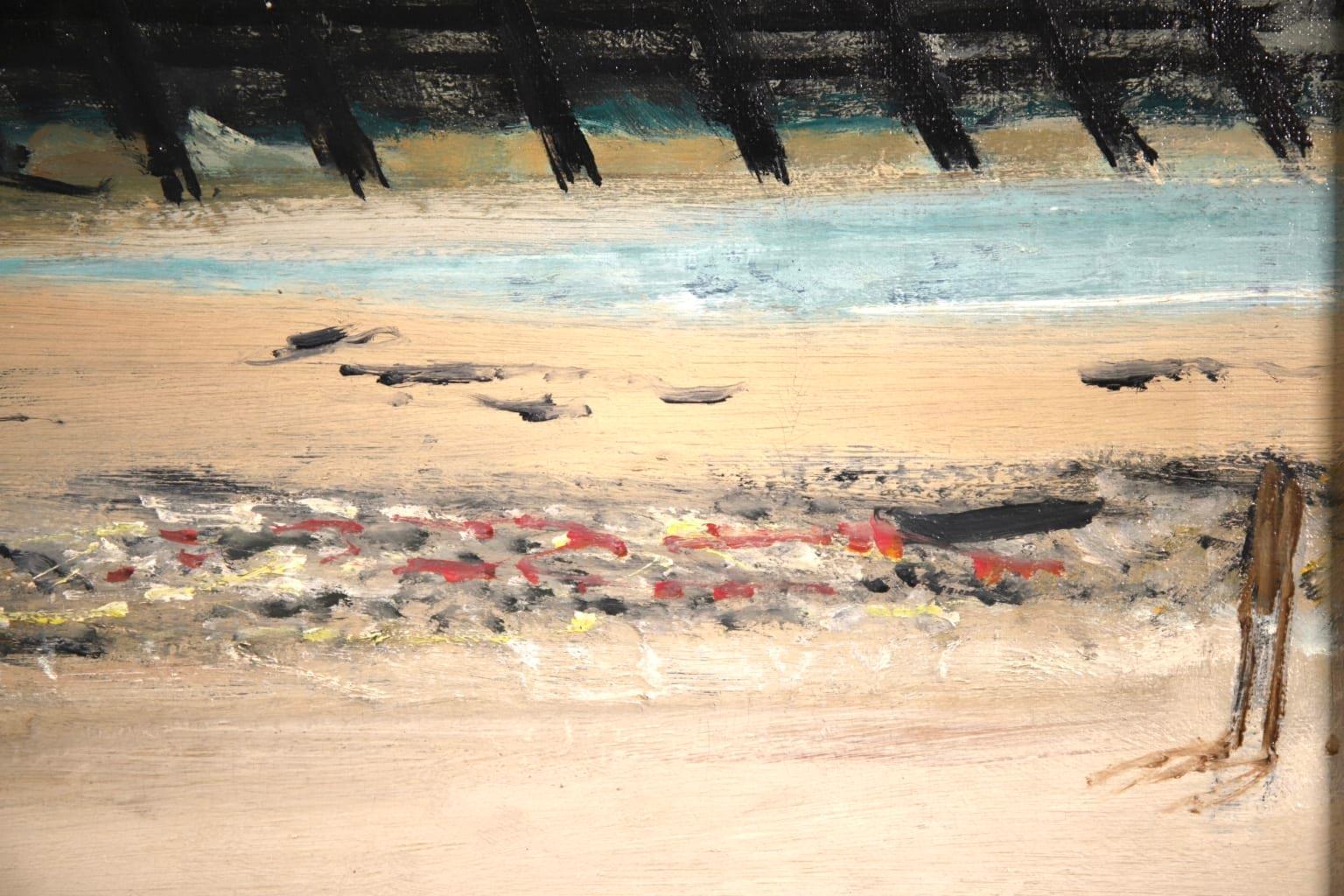 La Plage a Soorts-Hossegor – Modernistische Landschaft, Ölgemälde Maurice Brianchon im Angebot 5