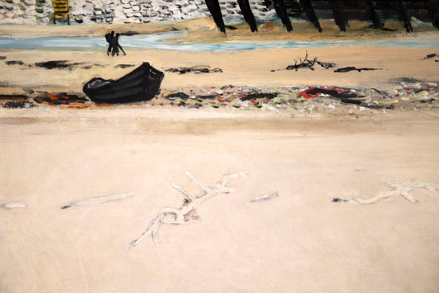 La Plage a Soorts-Hossegor – Modernistische Landschaft, Ölgemälde Maurice Brianchon im Angebot 6