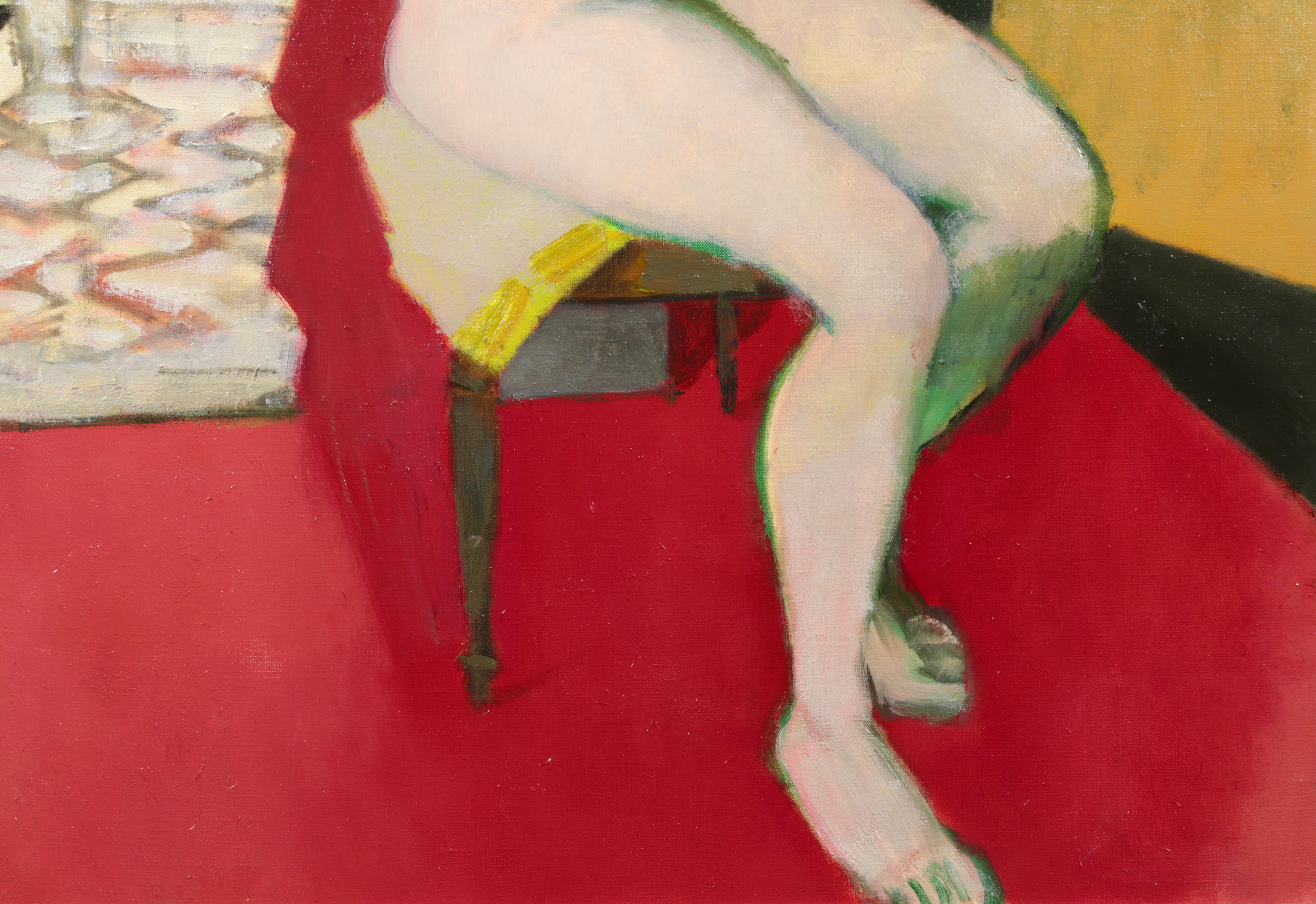 Nu assis sur une chaise, Modernist Oil, Nude in Interior by Maurice Brianchon For Sale 6