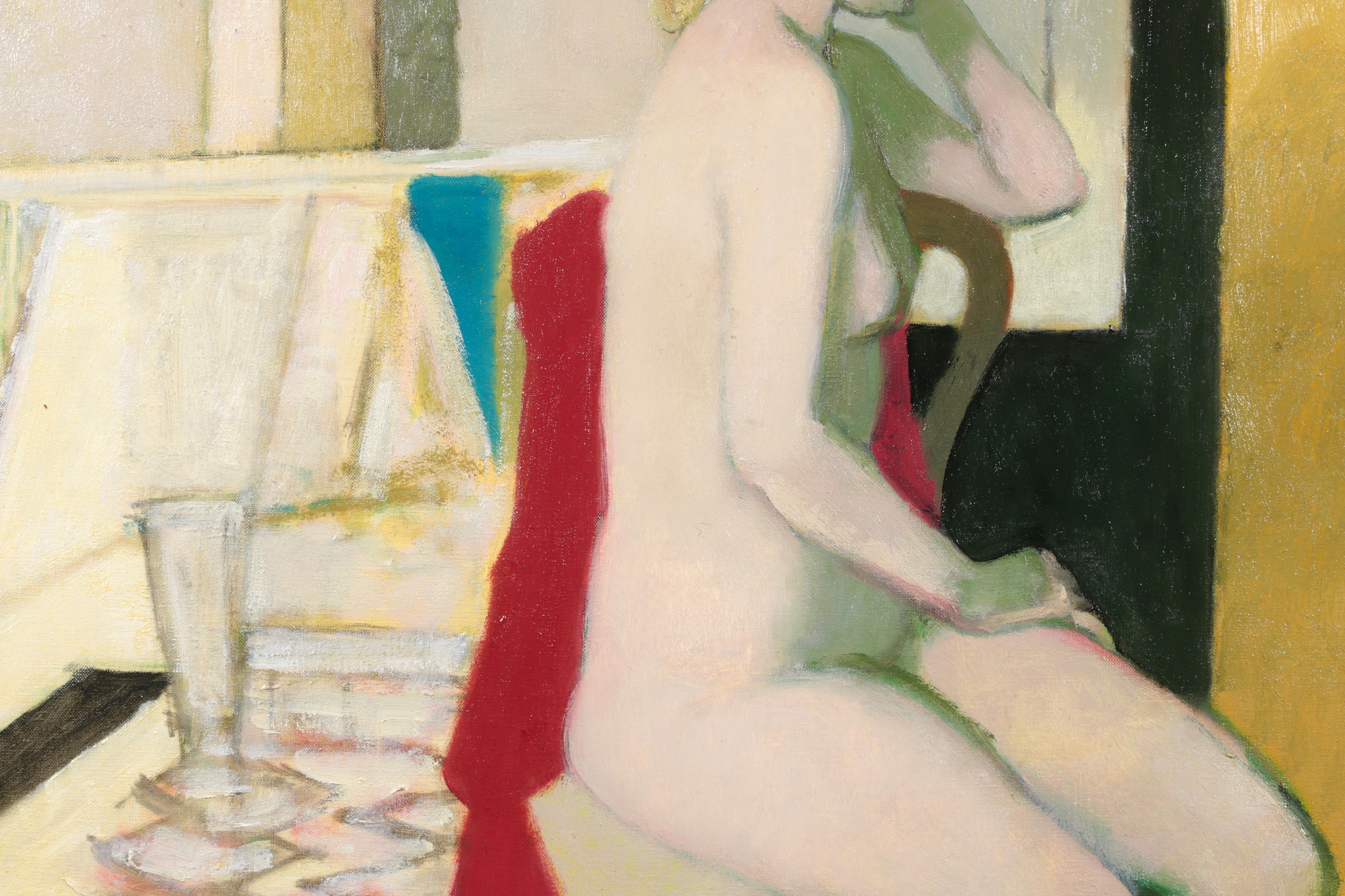 Nu assis sur une chaise, Modernist Oil, Nude in Interior by Maurice Brianchon For Sale 1