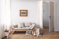 "Plage" beach scene, oil on canvas French 20th Century