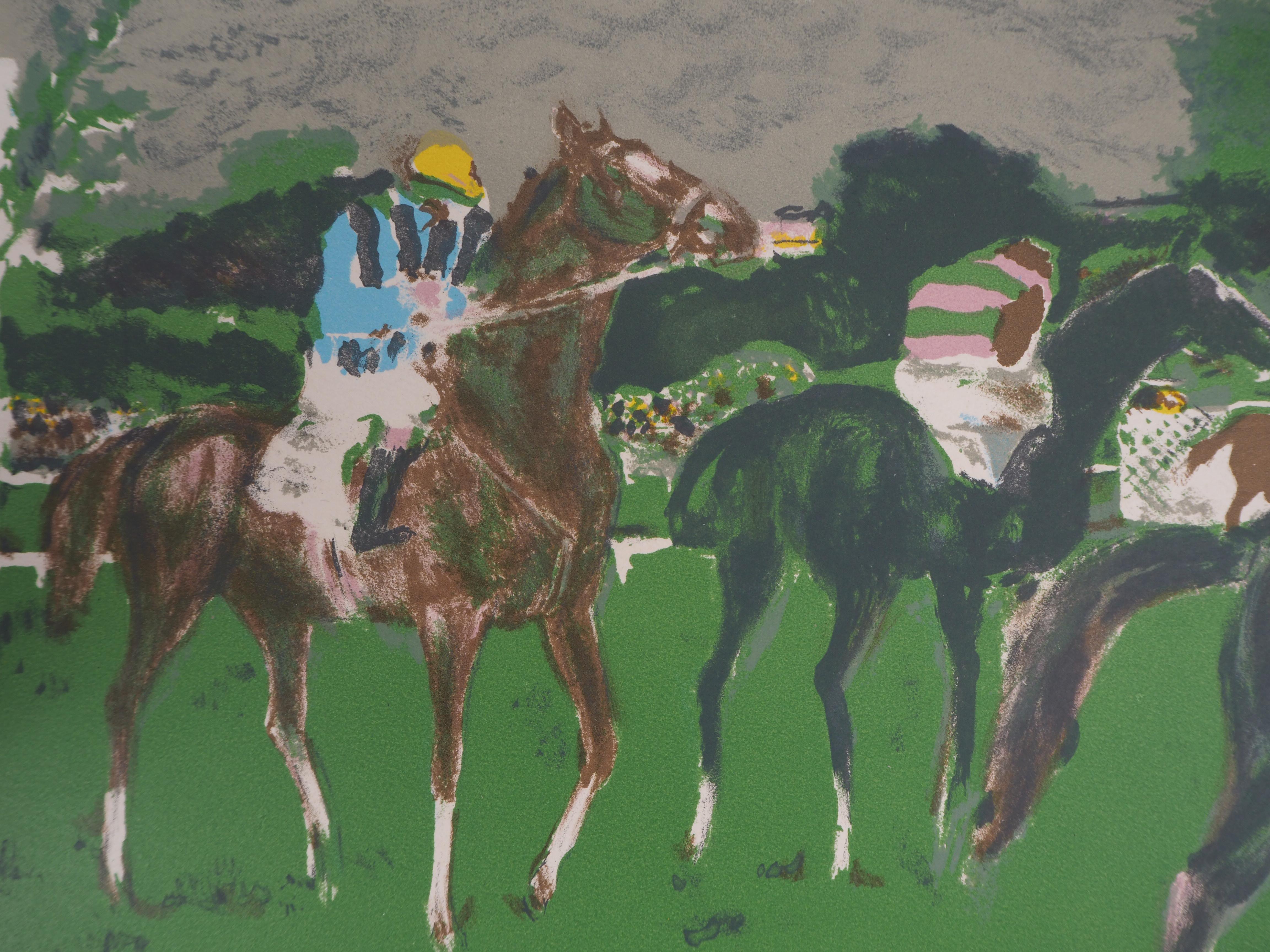 Horses, Before the Race - Original lithograph, Handsigned - Modern Print by Maurice Brianchon