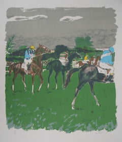 Horses, Before the Race - Original lithograph, Handsigned