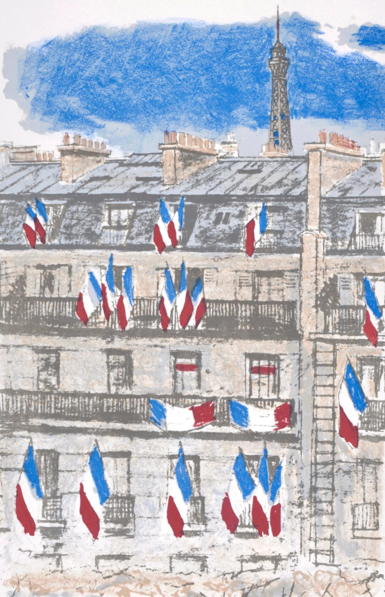 Lithograph on vélin d’Arches paper. Inscription: unsigned and unnumbered, as issued. Good condition. Notes: from the folio, Regards sur Paris, 1962. Published by André Sauret, Paris; printed by Mourlot Frères, Paris, January 22: 1963. Excerpted from