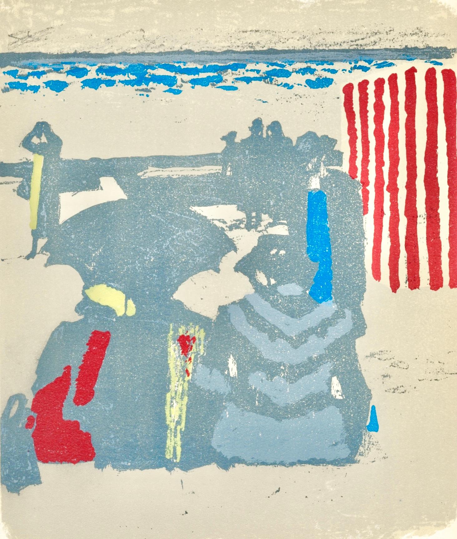 Maurice Brianchon Landscape Print - Saint-Jean-de-Luz: la plage, Prints from the Mourlot Press