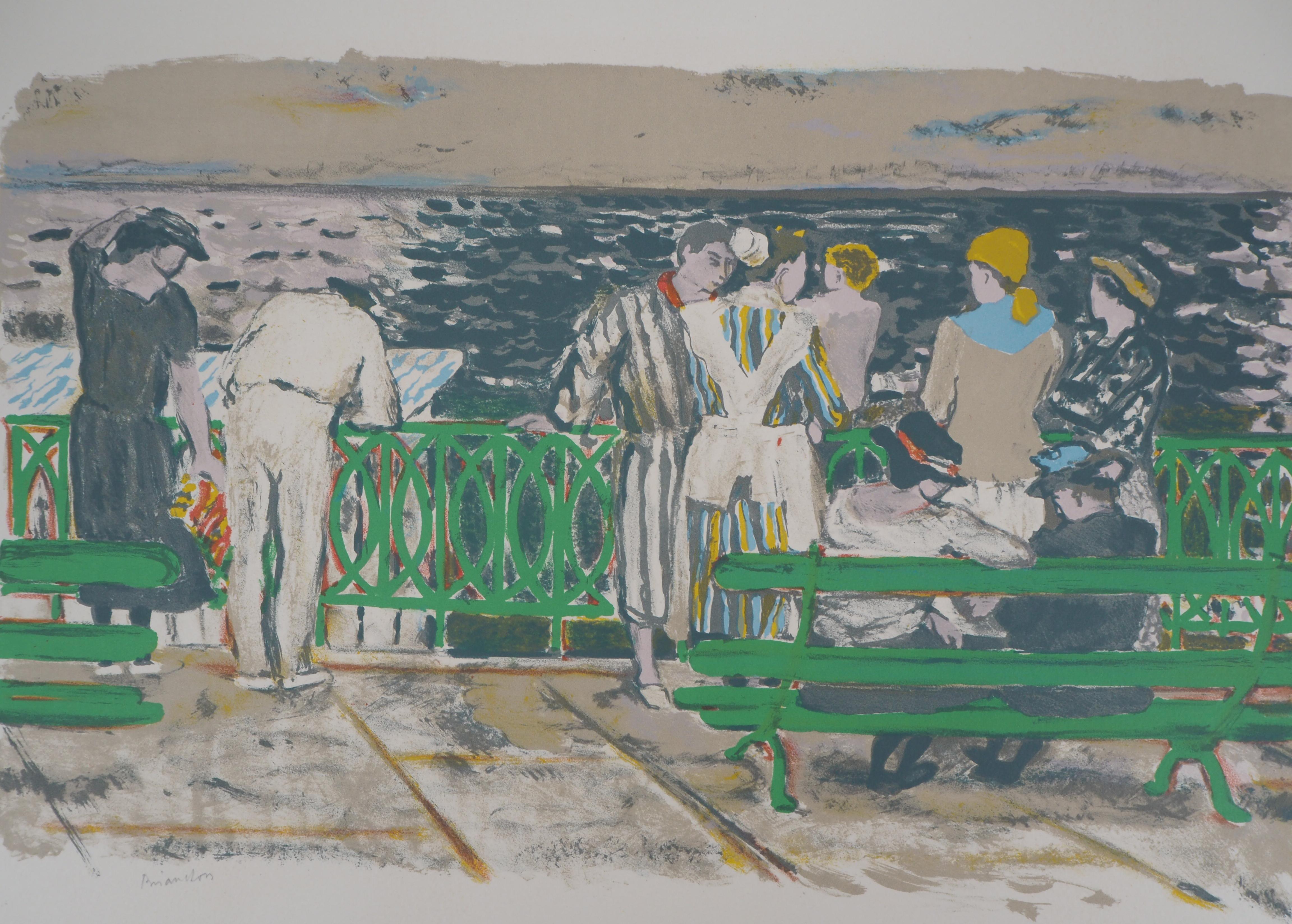 L'océan de Saint Jean de Luz - Lithographie originale, signée à la main - Moderne Print par Maurice Brianchon