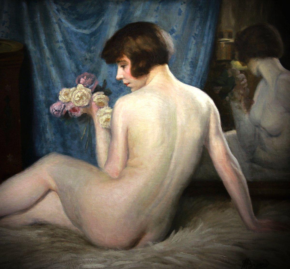 Painting Oil On Canvas, Nude In An Oriental Setting by Maurice Briard For Sale 1