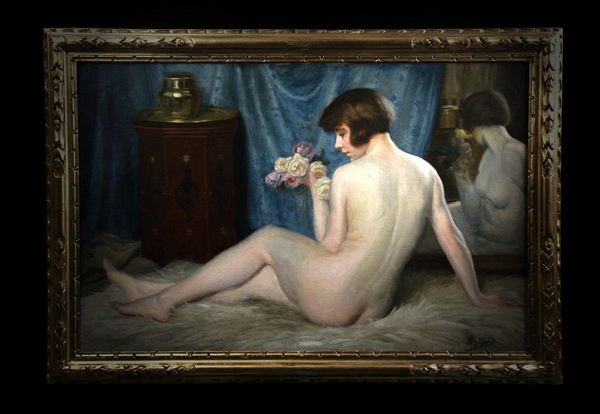 Painting Oil On Canvas, Nude In An Oriental Setting by Maurice Briard For Sale 2