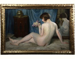 Peinture à l'huile sur toile Nude In An Oriental Setting de Maurice Briard