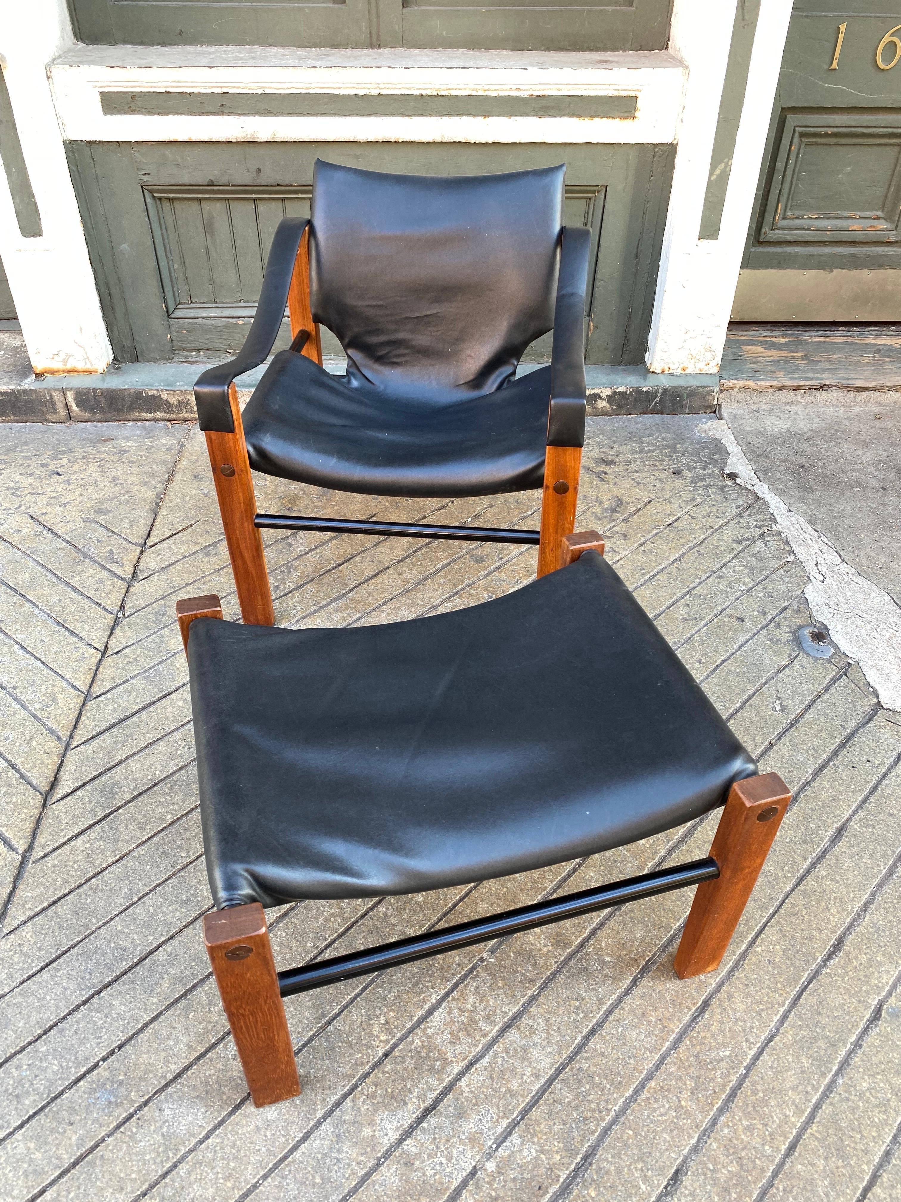 Metal Maurice Burke Designed Arkana Safari Chair and Ottoman