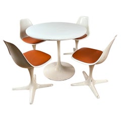 Maurice Burke Dining Set Tulip Dining Table and Chairs - 5 Pieces