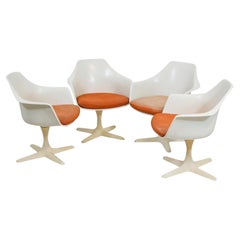 Maurice Burke pour Arkana GB, ensemble de 4 fauteuils pivotants à comptoir en fibre de verre, années 1960