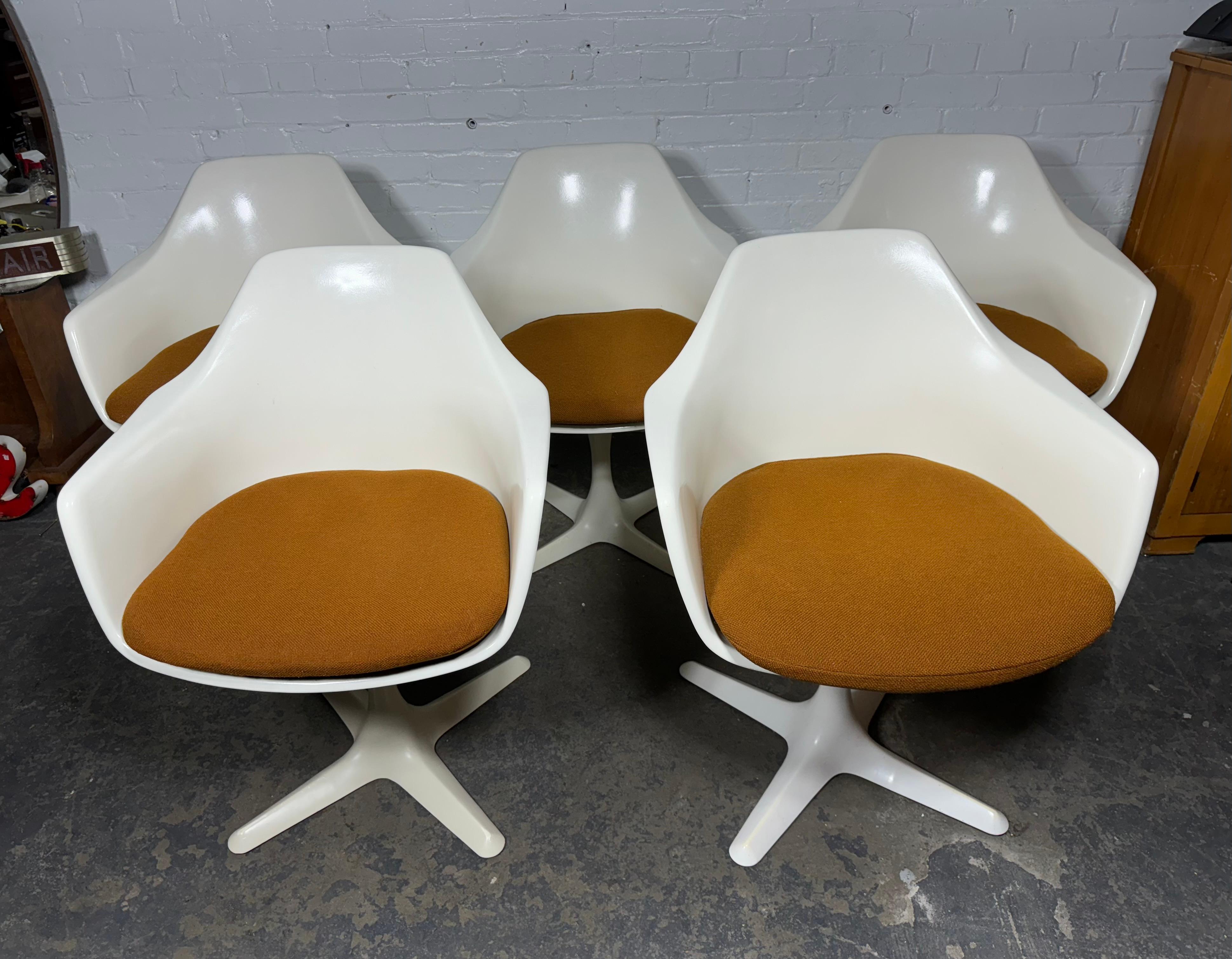 Steel Maurice Burke for Arkana GB, Set of 5 Fiberglass Swivel Armchairs, 1960s