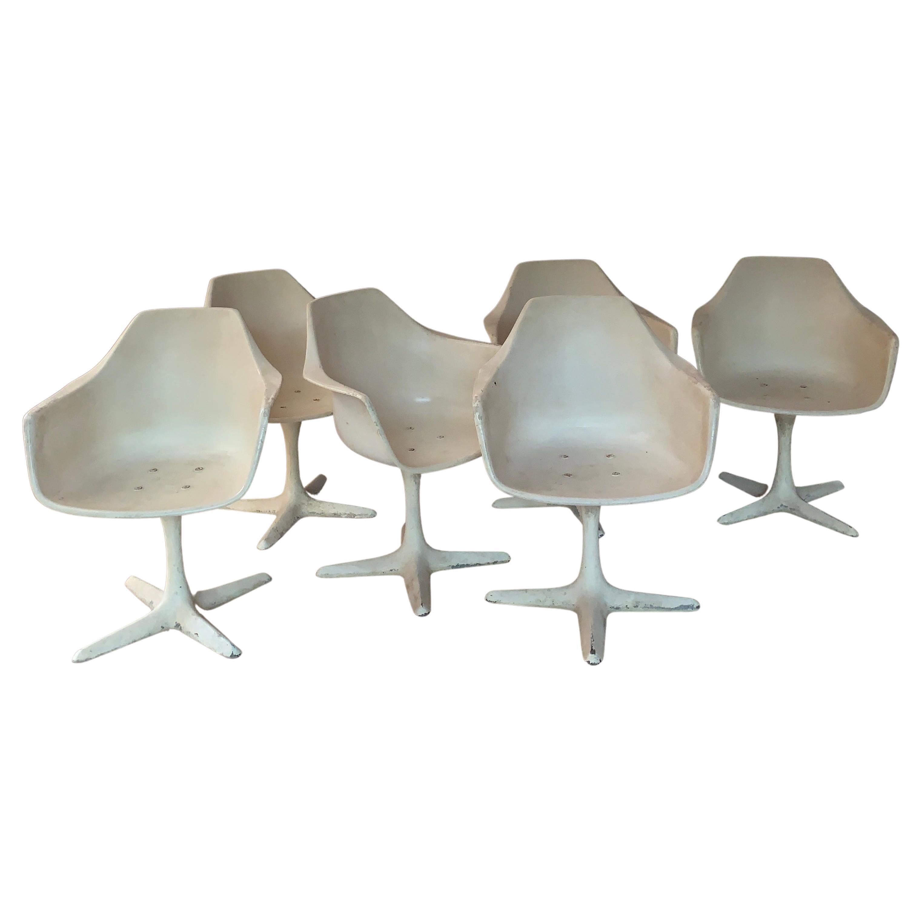 Maurice Burke for Arkana Set of 6 swivel Lounge Chairs Model No. 116