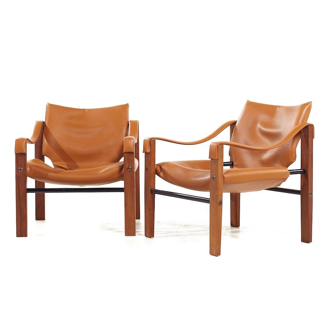Mid-Century Modern Maurice Burke Mid Century Teak Safari Arkana Lounge Chairs - Pair For Sale