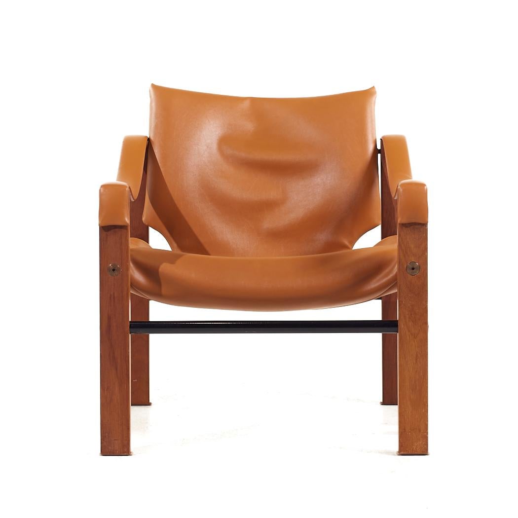 Maurice Burke Mid Century Teak Safari Arkana Lounge Chairs - Pair In Good Condition For Sale In Countryside, IL