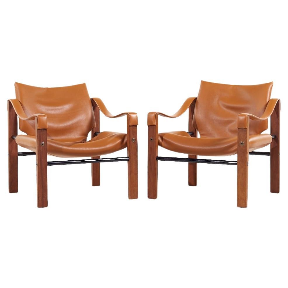 SOLD 06/06/24 Maurice Burke Mid Century Teak Safari Arkana Lounge Chairs - Pair