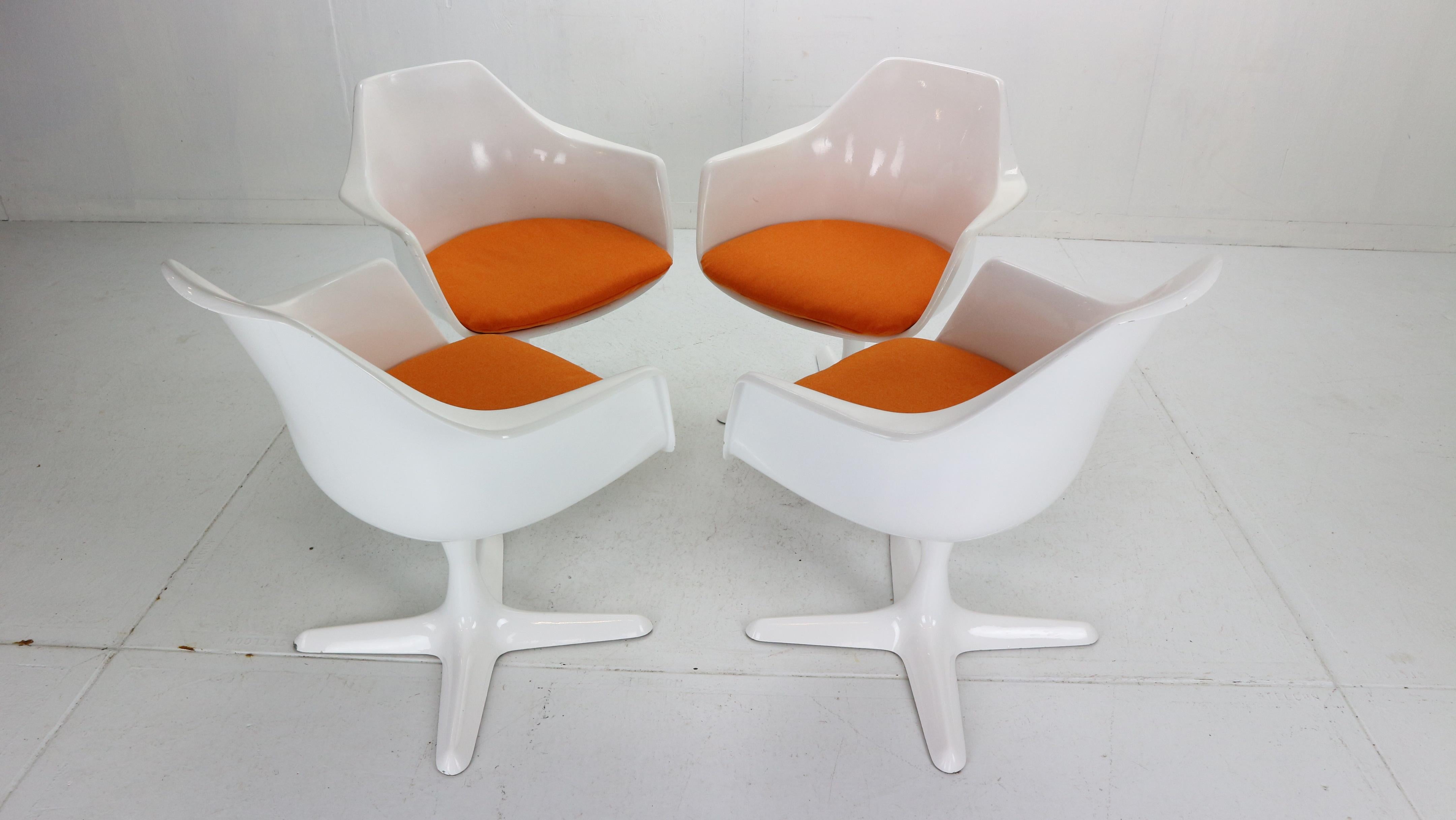 British Maurice Burke Set of 4 Lounge Chairs Model No. 116 for Arkana, Space Age 1960's