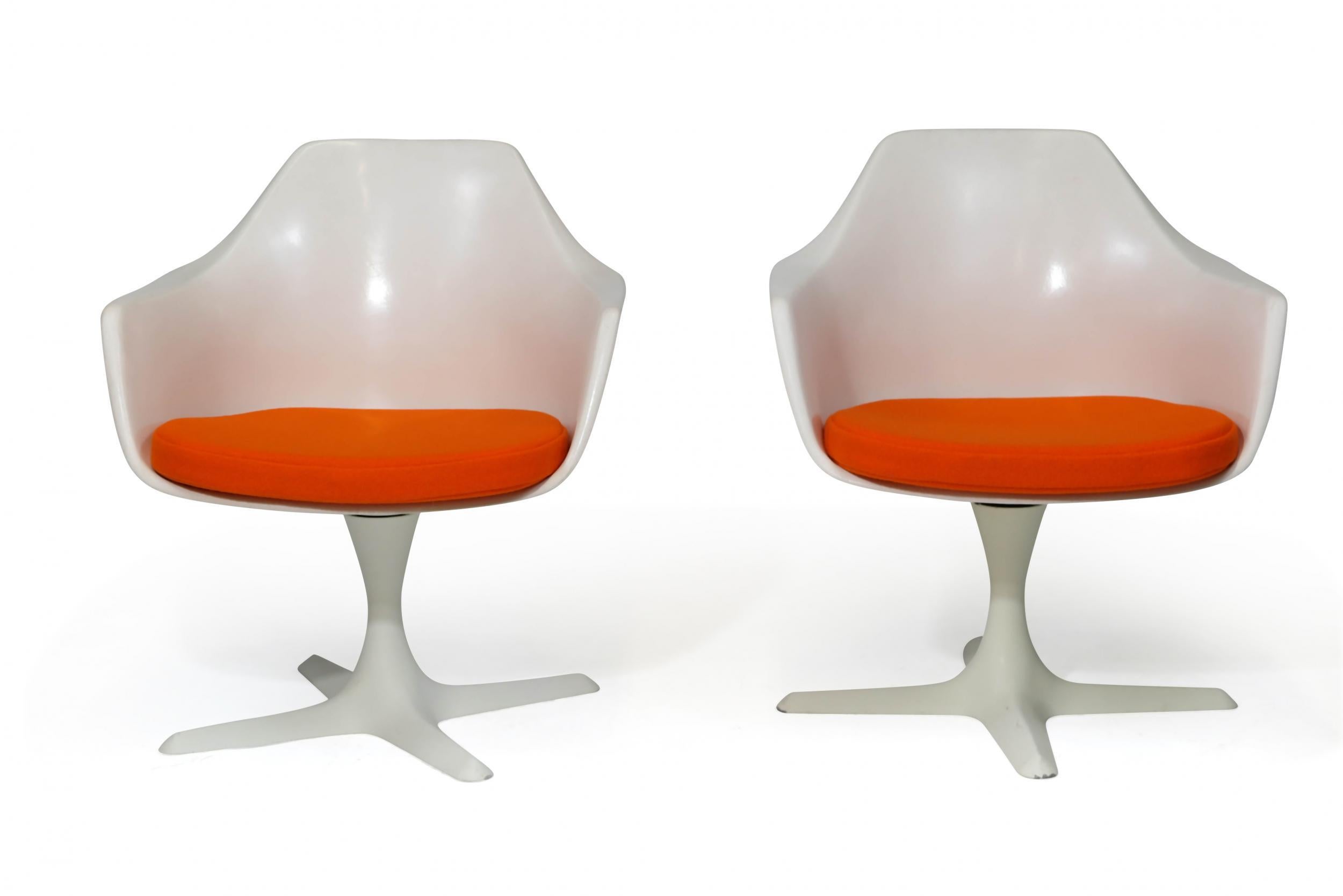 Powder-Coated Maurice Burke Swivel Fiberglass Armchairs