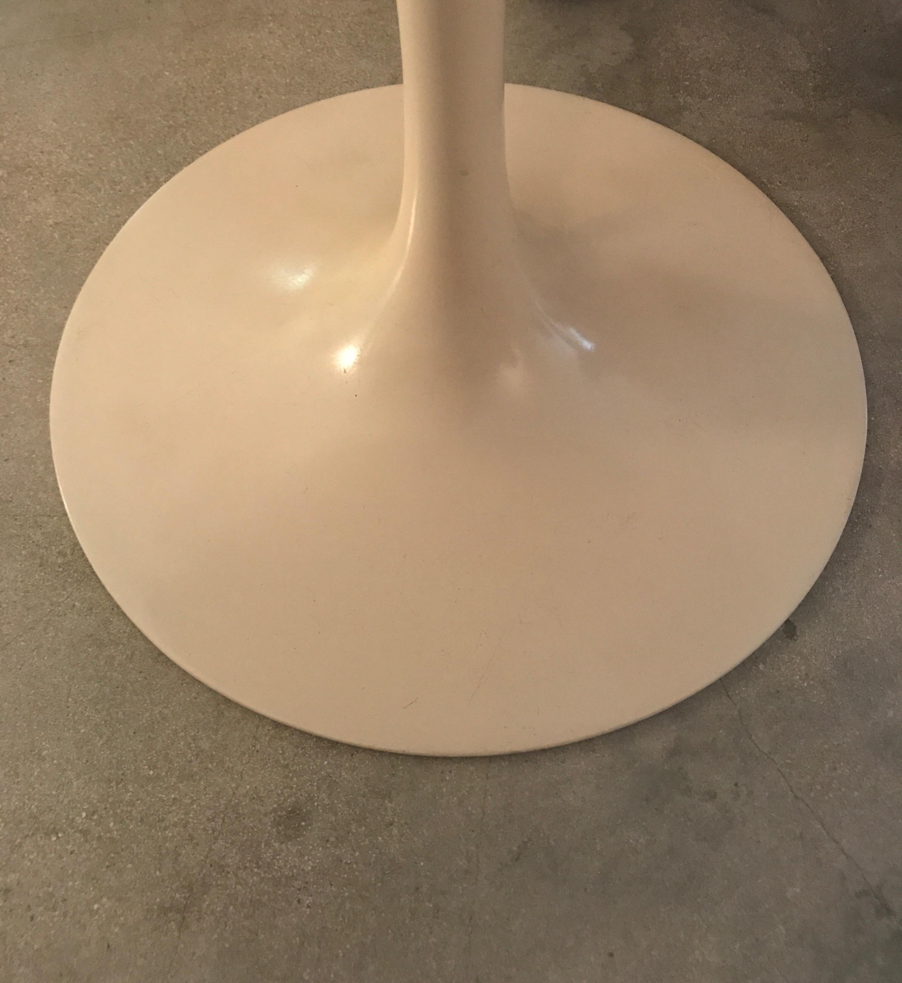 Powder-Coated Maurice Burke Travertine and Cream Tulip Base Dining or Centre Table