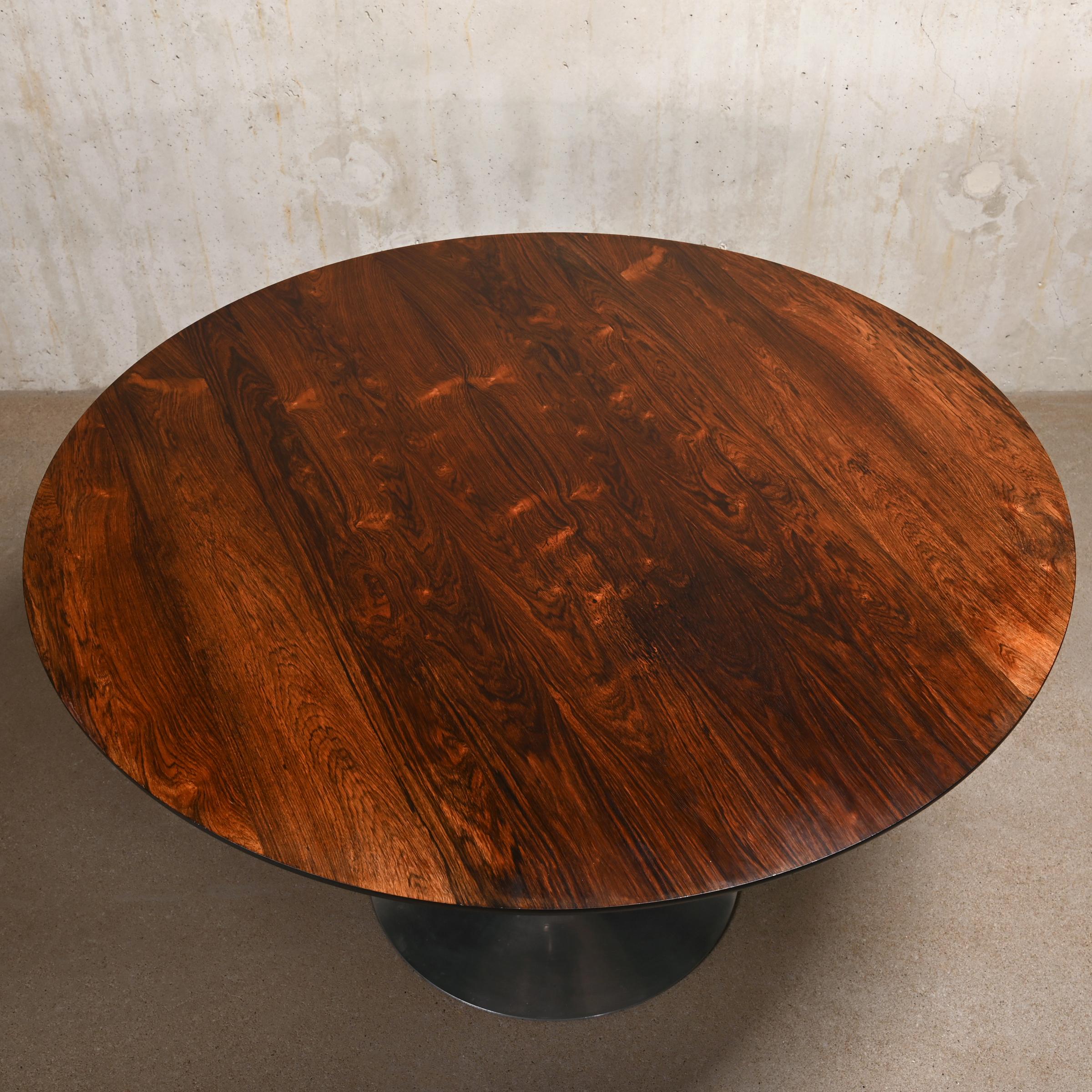 Mid-20th Century Maurice Burke Tulip Dining Table in Dark Wood and Aluminum for Arkana Furniture