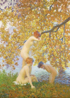 Automne - Symbolistische Aktfiguren in Landschaft, Ölgemälde von Maurice Chabas