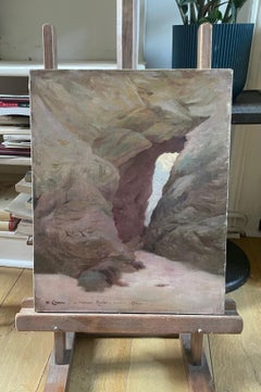 Cave in Brittany, Oil on Canvas Study for Symbolist Painting, Circa 1895