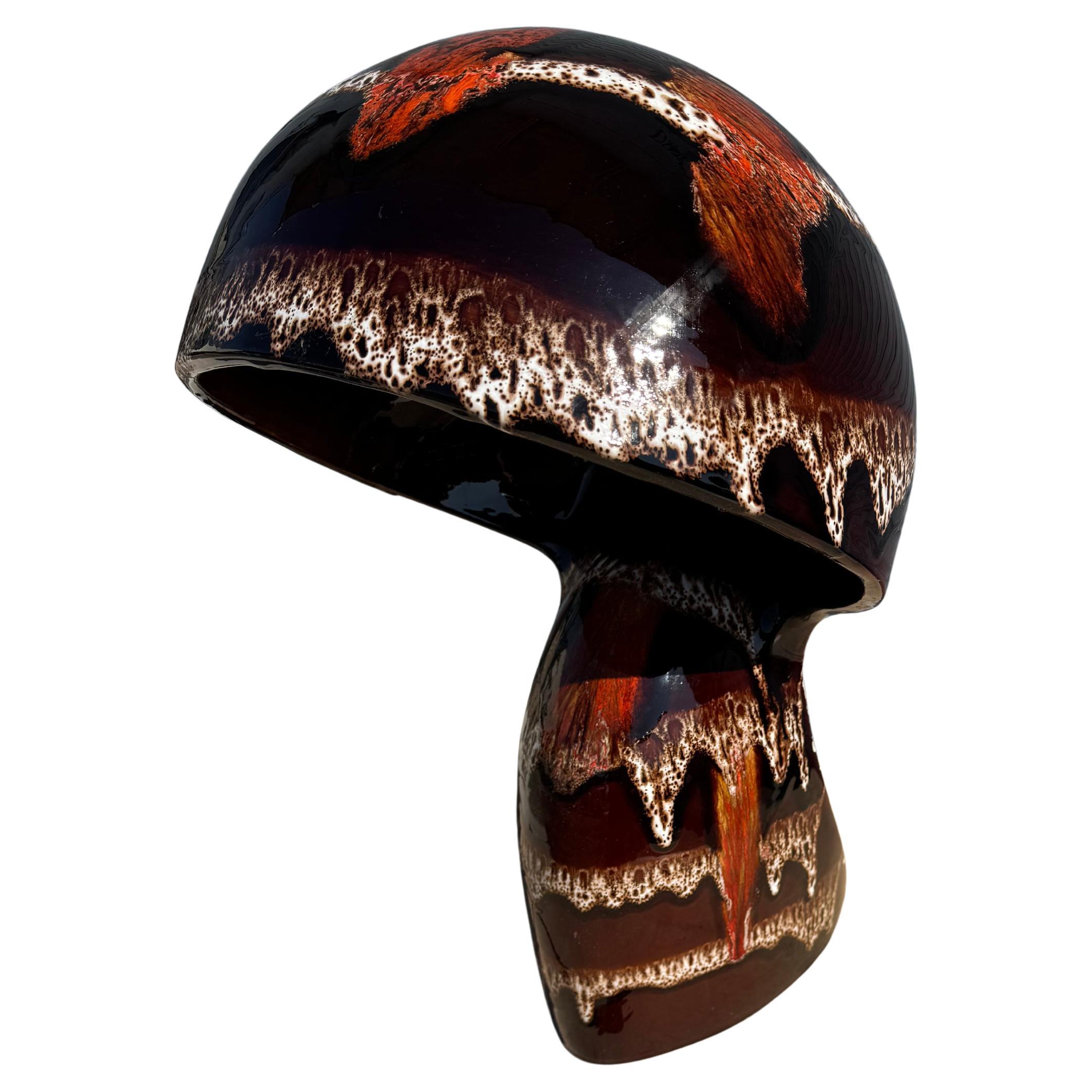 Maurice Chalvignac Lampe de table champignon en céramique émaillée Lava en vente