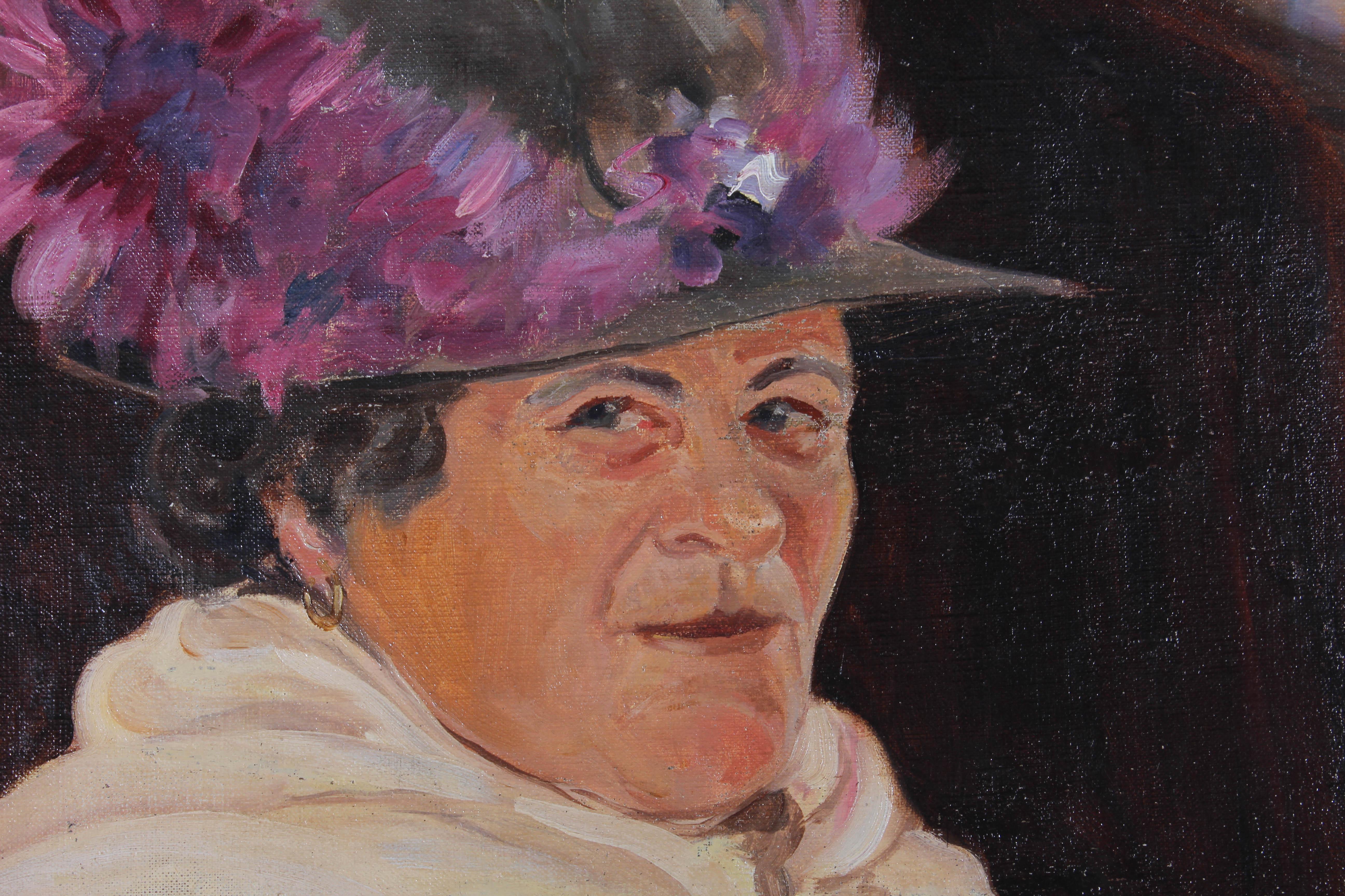 Maurice Codner (1888-1958) - Early 20th Century Oil, Lady in a Purple Hat For Sale 1