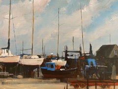 Maurice Crawshaw (b.1947) Signed Impressionist Oil - Boats Moored At The Harbour