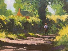 Maurice Crawshaw (b.1947) Signed Impressionist Oil - Dappled Light Rural Lane