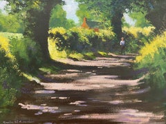 Maurice Crawshaw (b.1947) Signed Impressionist Oil - Dappled Light Rural Lane