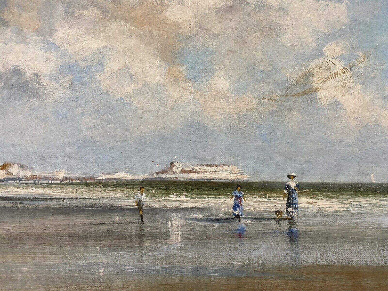 Maurice Crawshaw (b.1947) Signed Impressionist Oil - Elegant Figures on Beach 1