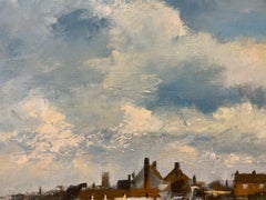 Maurice Crawshaw (nato nel 1947) Olio impressionista firmato - Veduta della città costiera di Norfolk