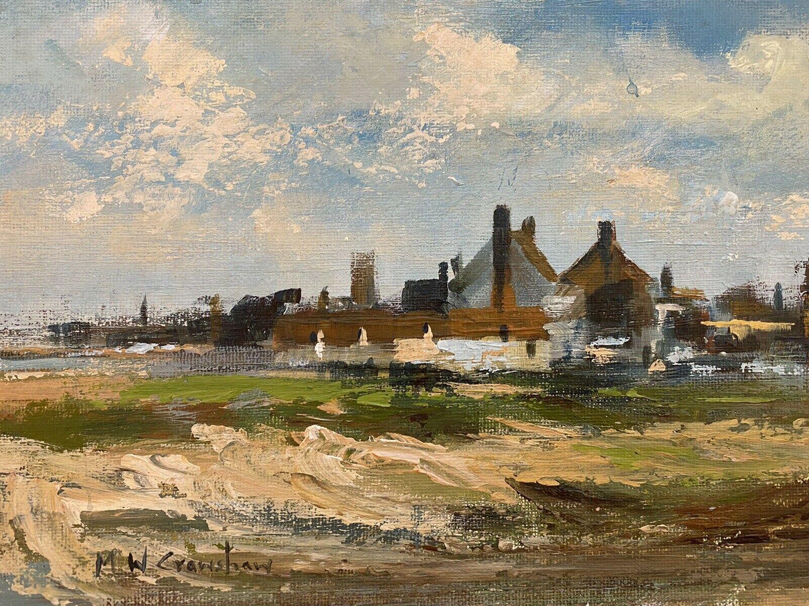 Maurice Crawshaw (b.1947) Signed Impressionist Oil - Norfolk Coastal Town View For Sale 1