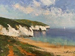 Maurice Crawshaw - Signed Impressionist Oil - Flamborough Head White Cliffs Sea