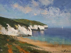 Maurice Crawshaw - Signed Impressionist Oil - Flamborough Head White Cliffs Sea