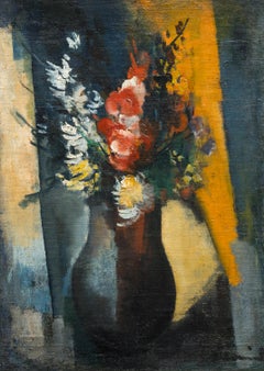 Fleurs dans un vase - Peinture à l'huile fauve, nature morte florale, 1910