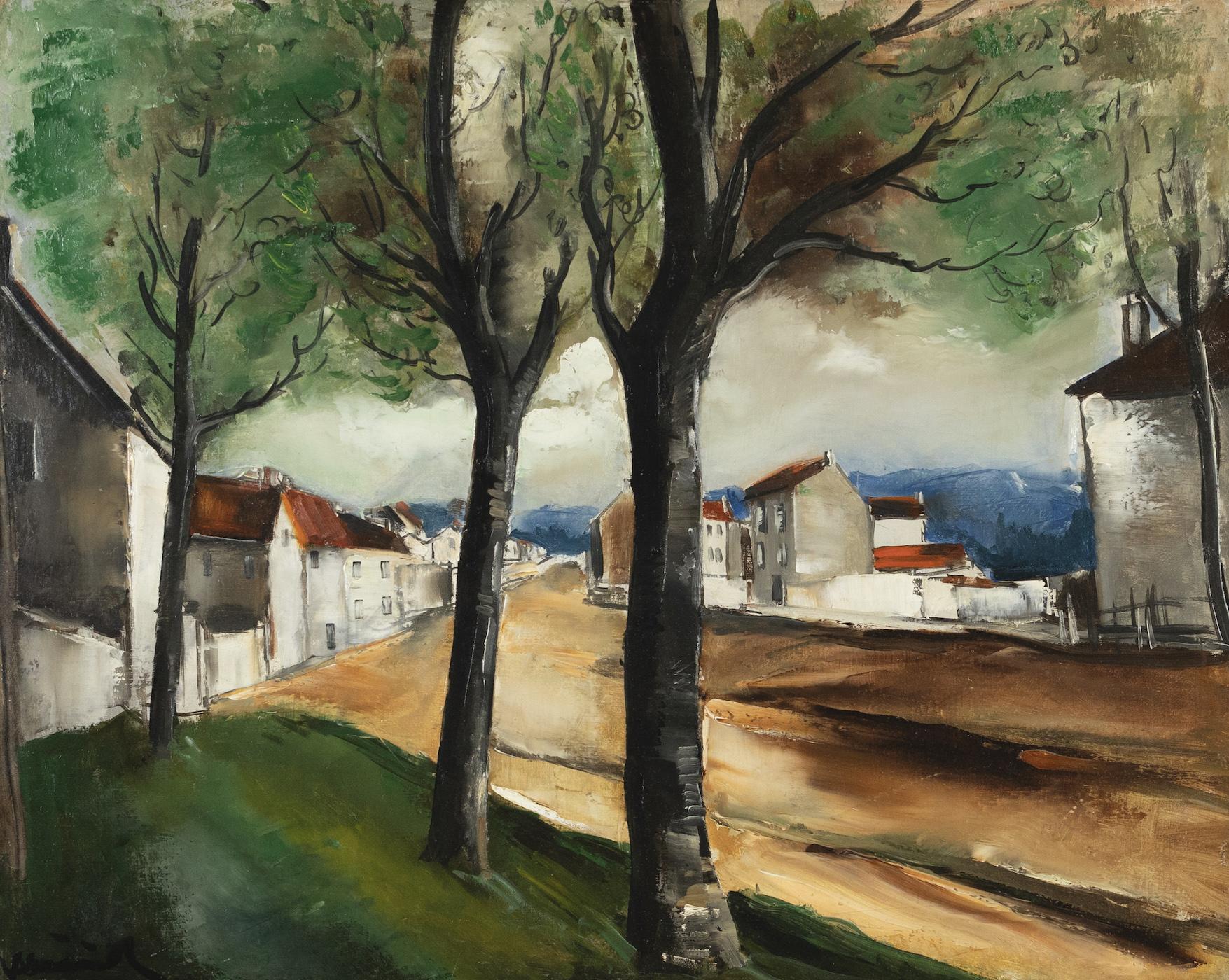 *PLEASE NOTE UK BUYERS WILL ONLY PAY 5% VAT ON THIS PURCHASE.

La Route by Maurice de Vlaminck (1876-1958)
Oil on canvas
64.8 x 81 cm (25 ¹/₂ x 31 ⁷/₈ inches)
Signed lower left, Vlaminck

This work is accompanied by a letter from the Wildenstein