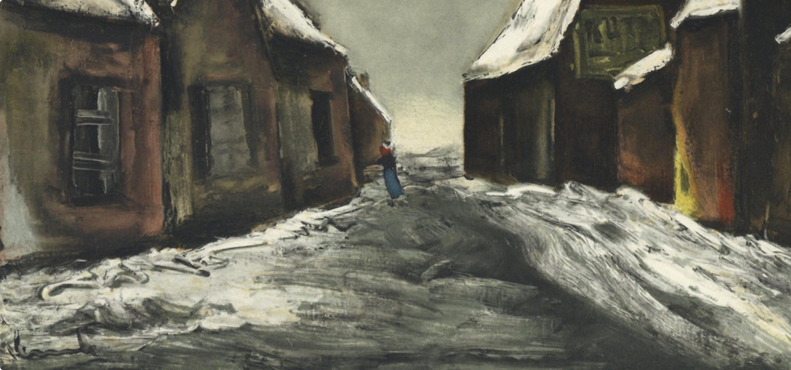 de Vlaminck, Allainville sous la neige, Vlaminck (after) - Gray Figurative Print by Maurice de Vlaminck