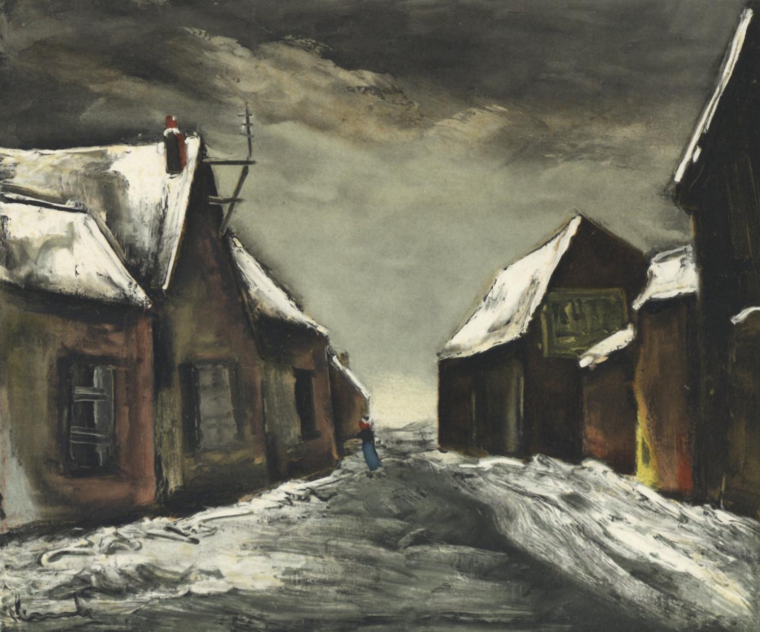 Maurice de Vlaminck Figurative Print - de Vlaminck, Allainville sous la neige, Vlaminck (after)