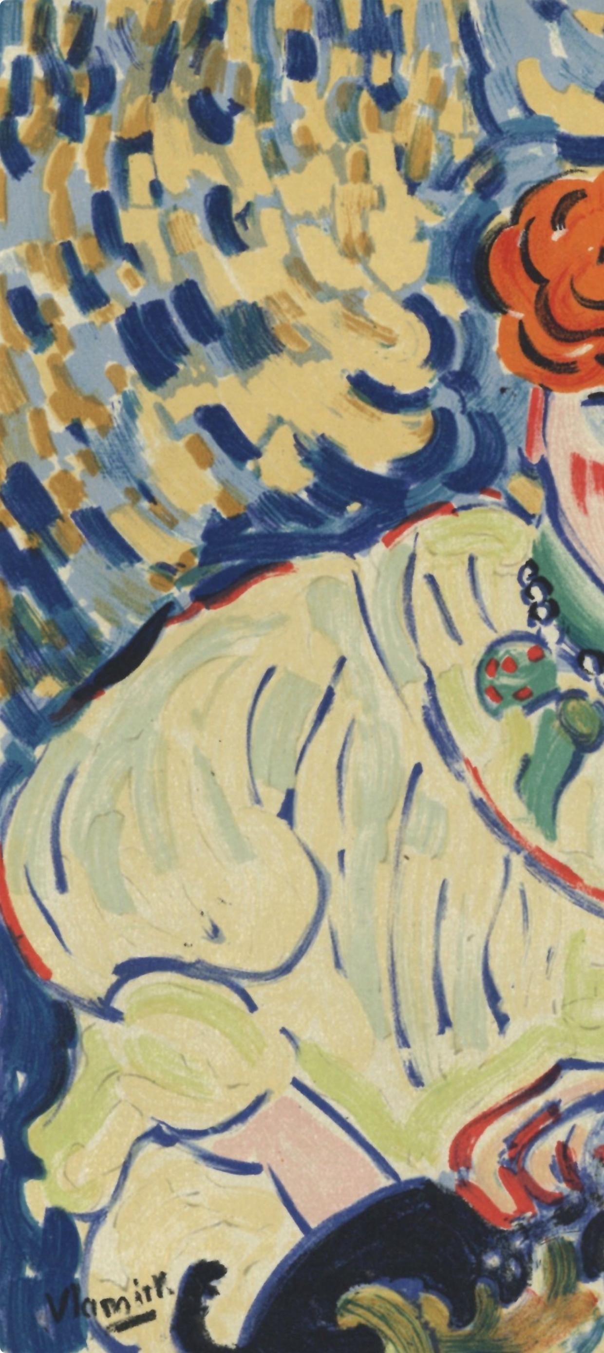 de Vlaminck, Femme au chien, Vlaminck (after) - Beige Figurative Print by Maurice de Vlaminck