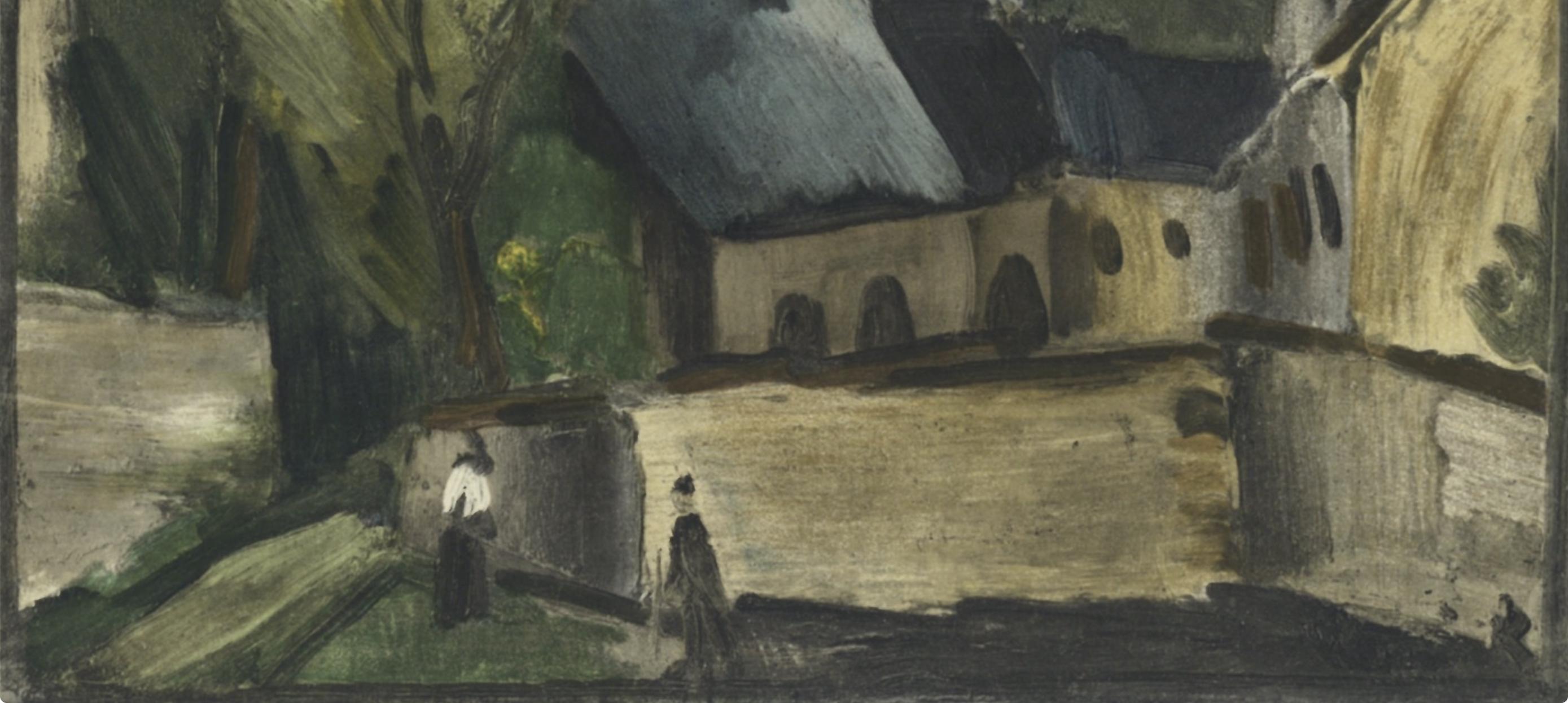 de Vlaminck, L´église de Bougival, Vlaminck (after) - Gray Figurative Print by Maurice de Vlaminck