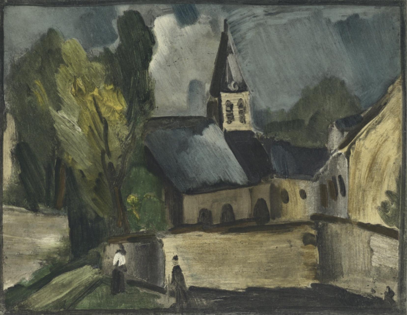 Maurice de Vlaminck Figurative Print - de Vlaminck, L´église de Bougival, Vlaminck (after)