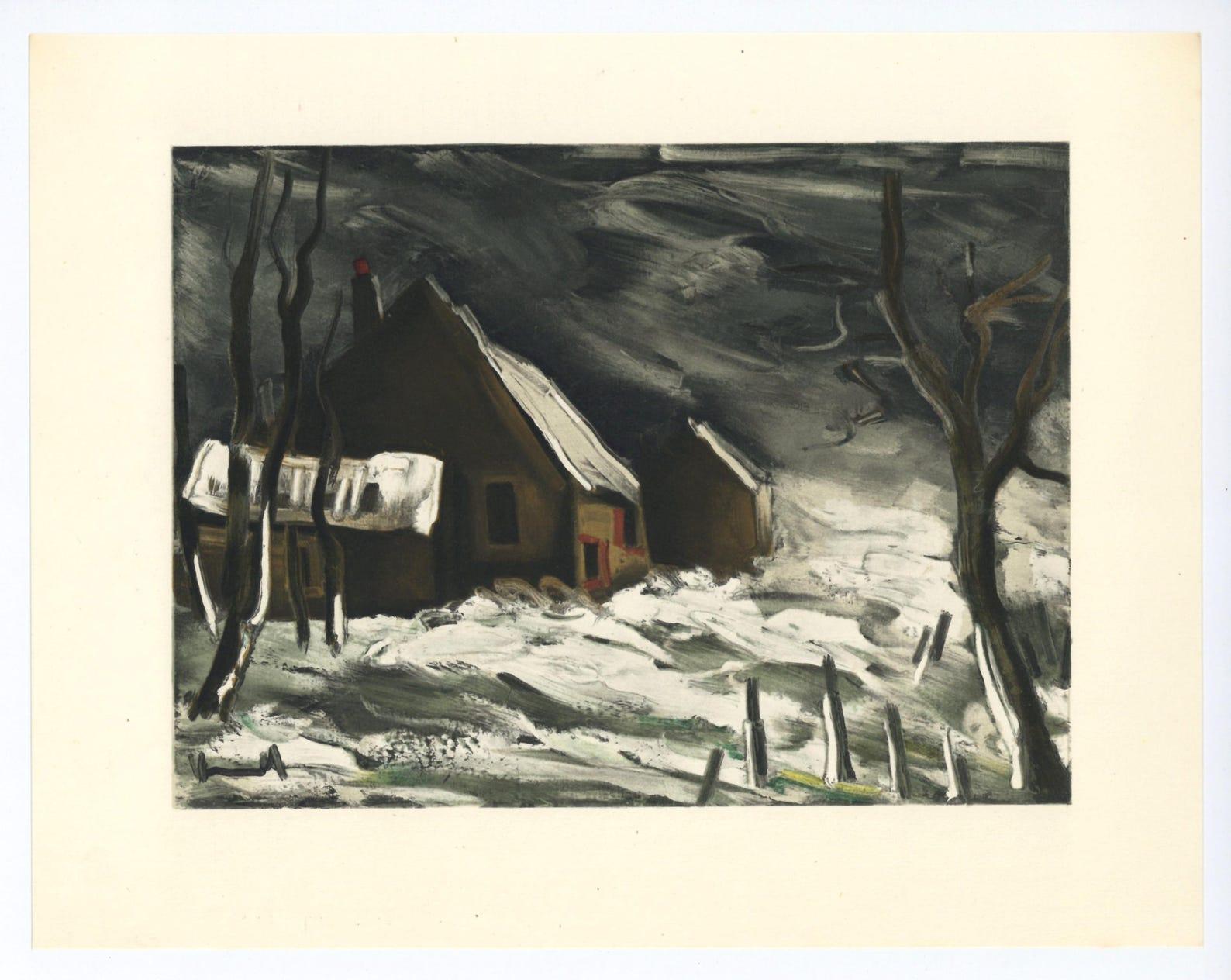 Medium: Lithograph on vélin paper.
Year: 1952
Paper Size: 9.5 x 12.25 inches; image size: 7.08 x 9.45 inches
Inscription: Signed in the plate and unnumbered, as issued
Notes: From the album, Vlaminck, 1958. Published by Éditions du livre,