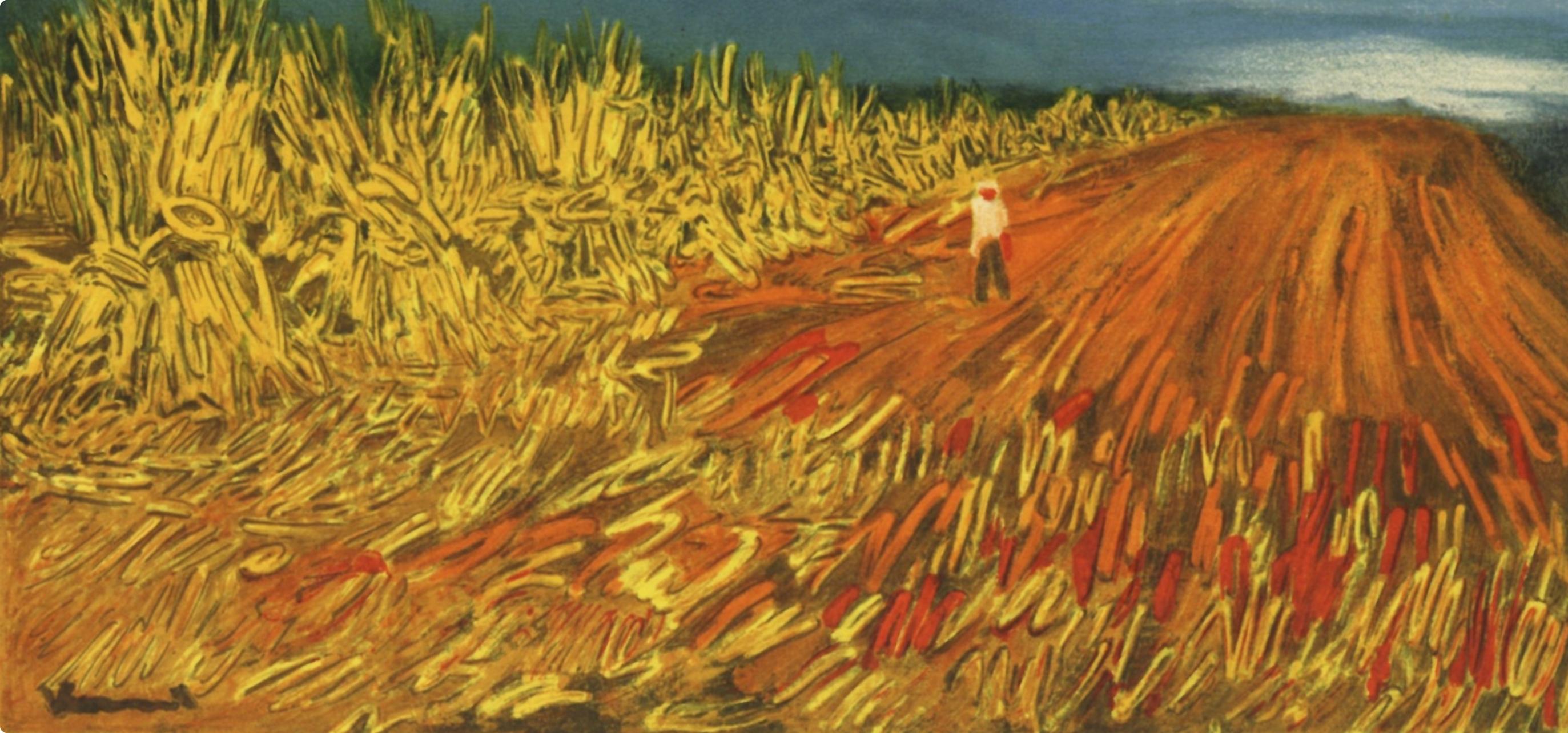 de Vlaminck,  La moisson, Vlaminck (after) - Brown Figurative Print by Maurice de Vlaminck