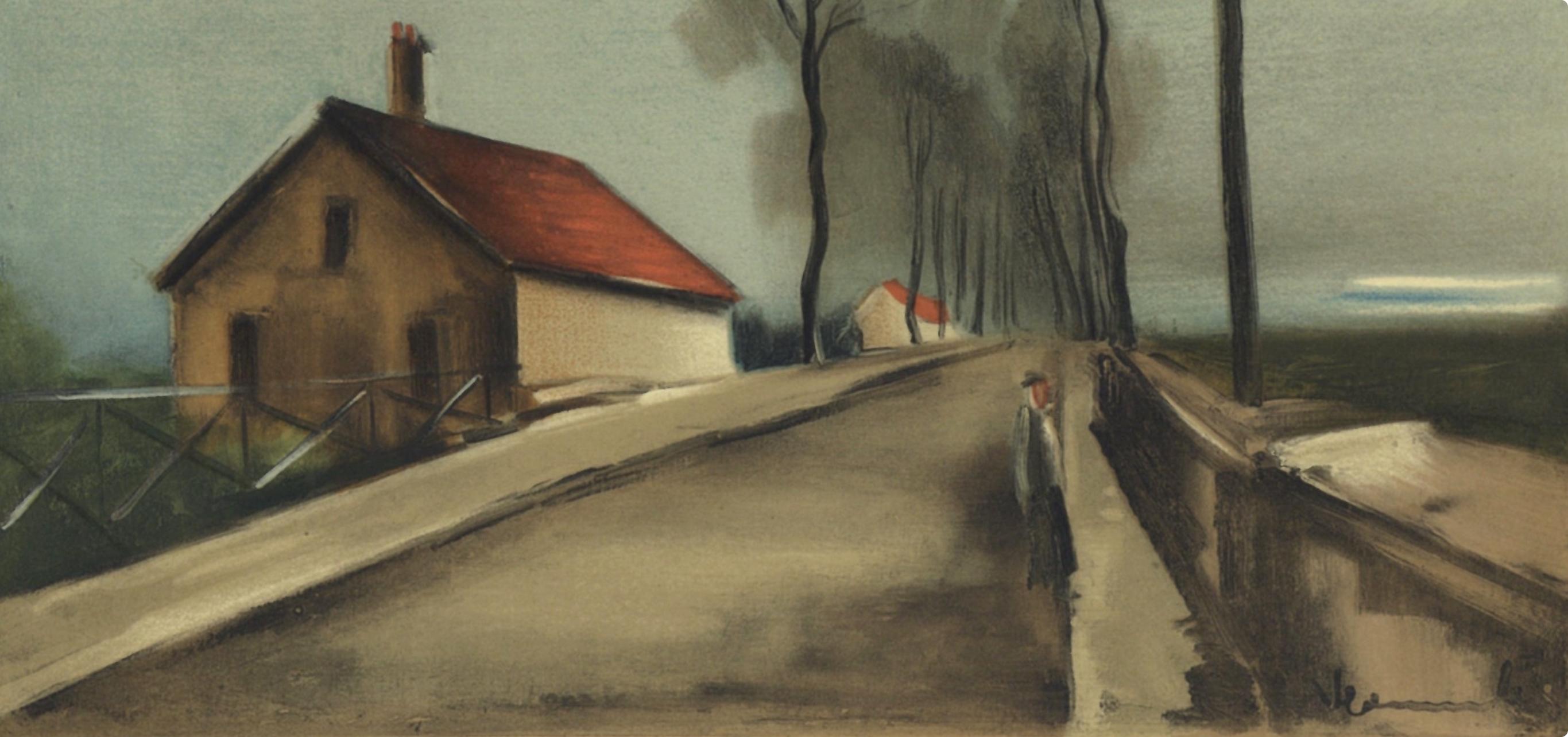 de Vlaminck, La route de Brezolles, Vlaminck (after) - Gray Figurative Print by Maurice de Vlaminck