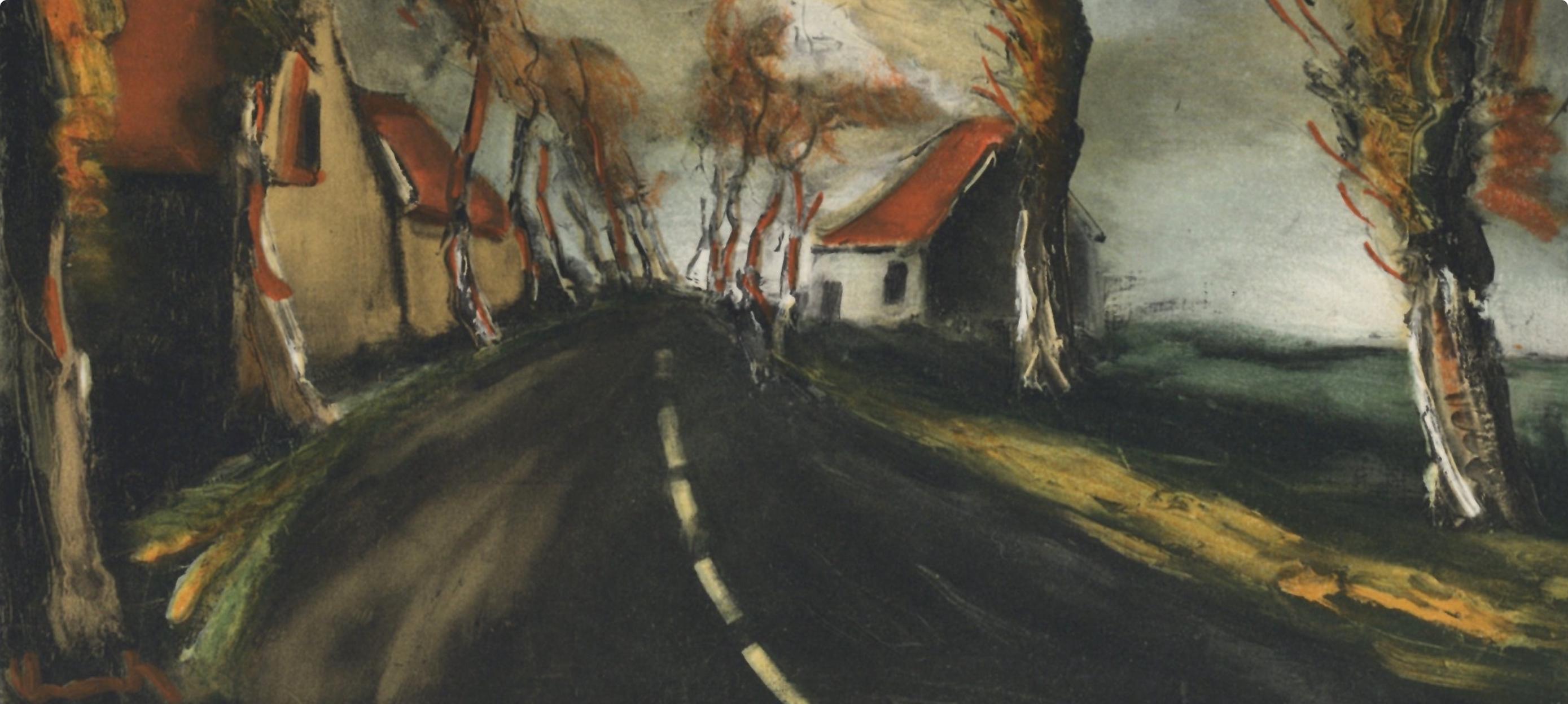 de Vlaminck (après) La route de Mortagne - Noir Figurative Print par Maurice de Vlaminck