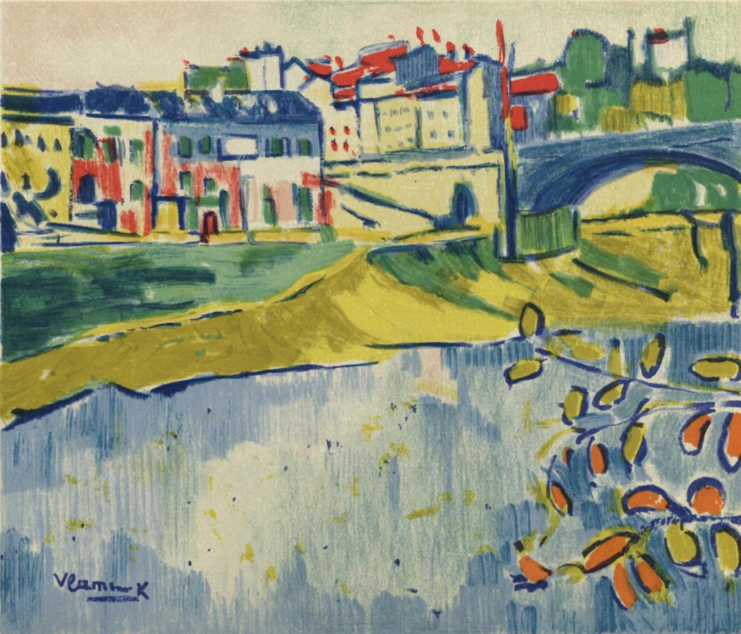 Maurice de Vlaminck Figurative Print - de Vlaminck, Le pont de Chatou, Vlaminck (after)
