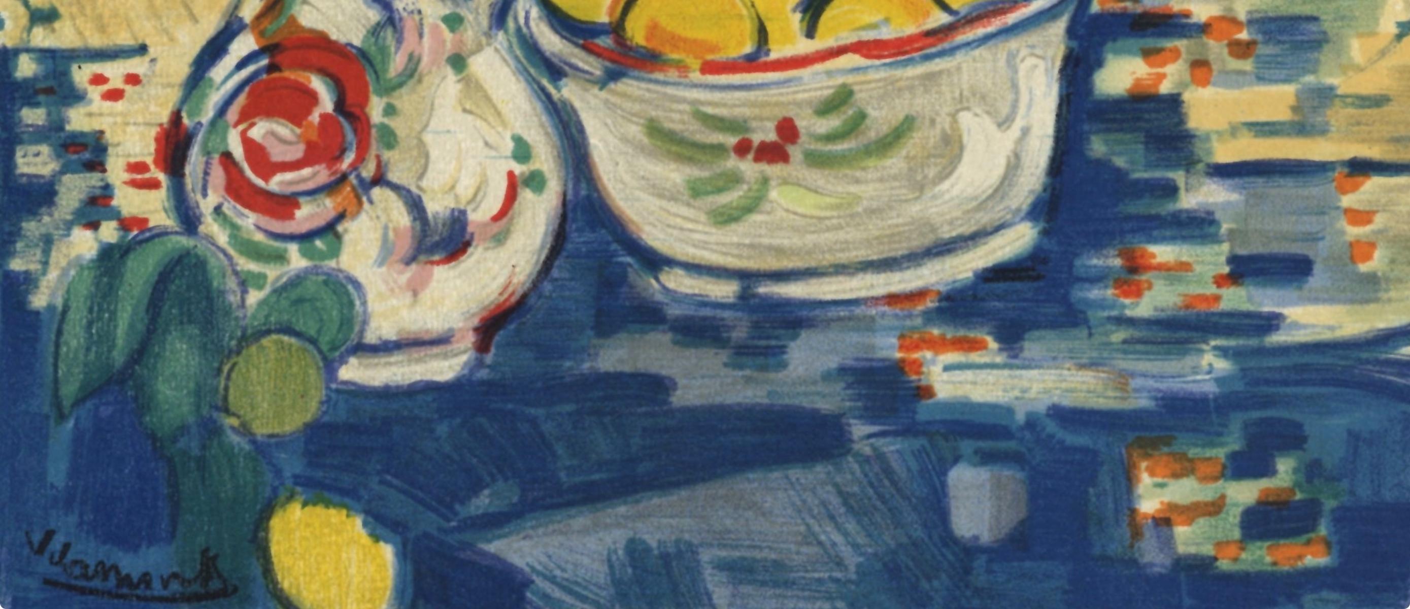 de Vlaminck, Nature morte aux citrons, Vlaminck (nach) (Braun), Figurative Print, von Maurice de Vlaminck